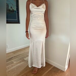 White Cowl Neck Elliatt Floor Length Dress. Size XS. Price- $70 plus shipping